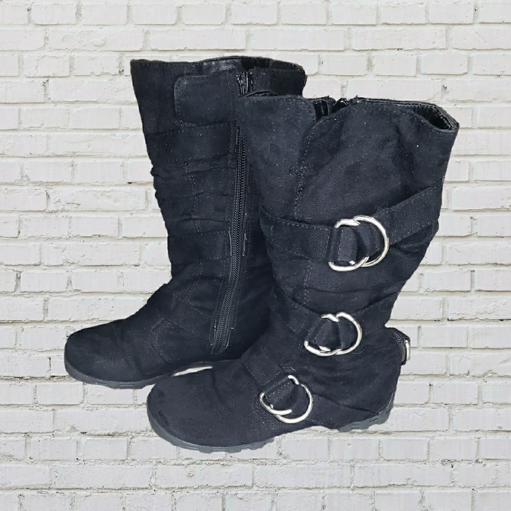 Wanted Black Combat Boots with Buckle Detail